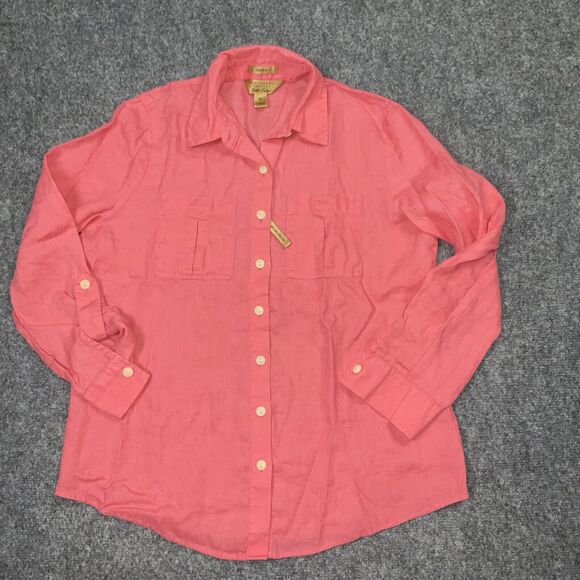 Investments Shirt Womens  6P Pink Linen Button Casual Workwear Outdoors Ladies - Picture 1 of 10